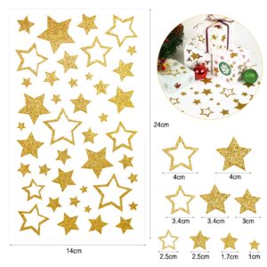 KESOTE 5 Sheets Glitter Gold Star Stickers, Self-Adhesive Assorted Star Labels for Handicrafts Christmas Decoration, Classroom Teacher Supplies