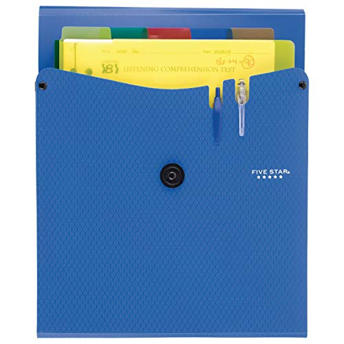 Five Star Expanding File Folder, 5-Pocket Vertical Expandable File Folder, Blue (72699)