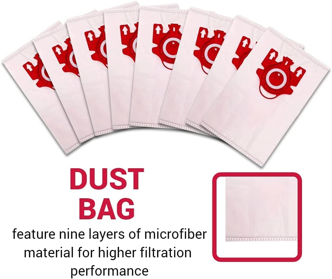 5-Star FJM Vacuum Cleaner 8 Bags for Vacuum, Vacuum Bag Type FJM, collapsible 8 Packs AirClean 3D Efficiency Dust Bag (8 Dust Bags + 2 Set Filters)