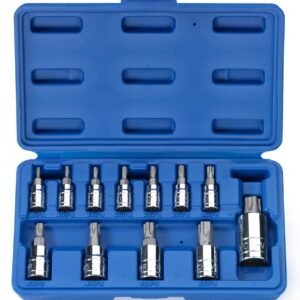 Neiko 10085A Tamperproof Torx Plus Bit Socket Set | 12 Piece | 8 IPR - 60 IPR | 5 Point Star | Cr-V and S2 Steel | High Impact ABS Blow Molded Case