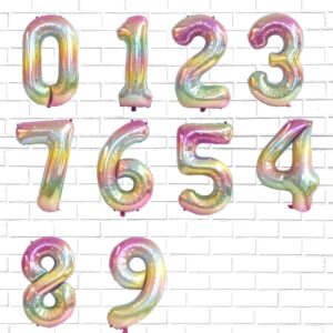 Number Balloon, Number 5 Balloon, 5 Balloon 40 Inch, Stars Rainbow Gradient Number Balloons, 5 Balloon Number, 5th Birthday Decorations for Girls Large Colorful Number Foil Helium Balloons