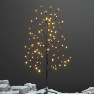 Lightshare Set of 3 Star Light Trees, Including 3 feet, 5 feet, and 6 feet, Warm White, Brown Branch