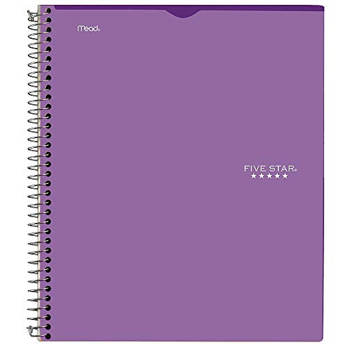 Five Star Interactive Notetaking, 1 Subject, College Ruled Spiral Notebook, 100 Sheets, 11" x 8-1/2", Customizable, Purple (06374AB6)