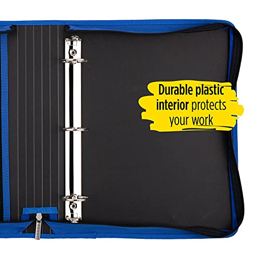 Five Star 1-1/2 Inch Zipper Binder, Ring Binder, Blue (73029)