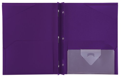 Five Star 2-Pocket Folder, Stay-Put Folder, Plastic Colored Folders with Pockets & Prong Fasteners for 3-Ring Binders, For Home School Supplies & Home Office, 11” x 8-1/2”, Pink/Purple (72117)