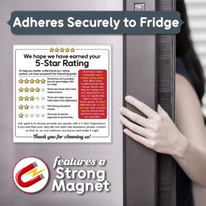 5 Star Rating Magnets for your Air Bnb Needs - Our Airbnb Signs are Great Airbnb Supplies, Vrbo, & Rental Friendly Decor - Our Airbnb Signs for Hosts Help to Encourage Guests to Leave a 5 Star Rating