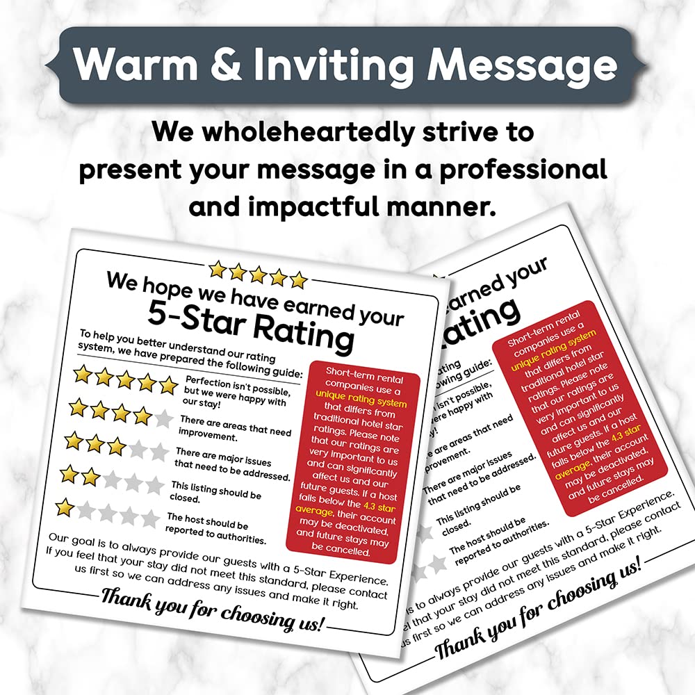 5 Star Rating Magnets for your Air Bnb Needs - Our Airbnb Signs are Great Airbnb Supplies, Vrbo, & Rental Friendly Decor - Our Airbnb Signs for Hosts Help to Encourage Guests to Leave a 5 Star Rating