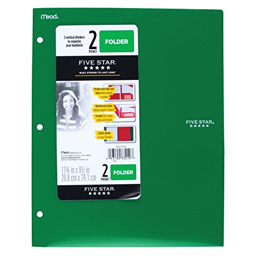 Five Star 2 Pocket Folder, Stay-Put Folder, Plastic, Folders with Pockets, Color Selected for You, 1 Count (33210)