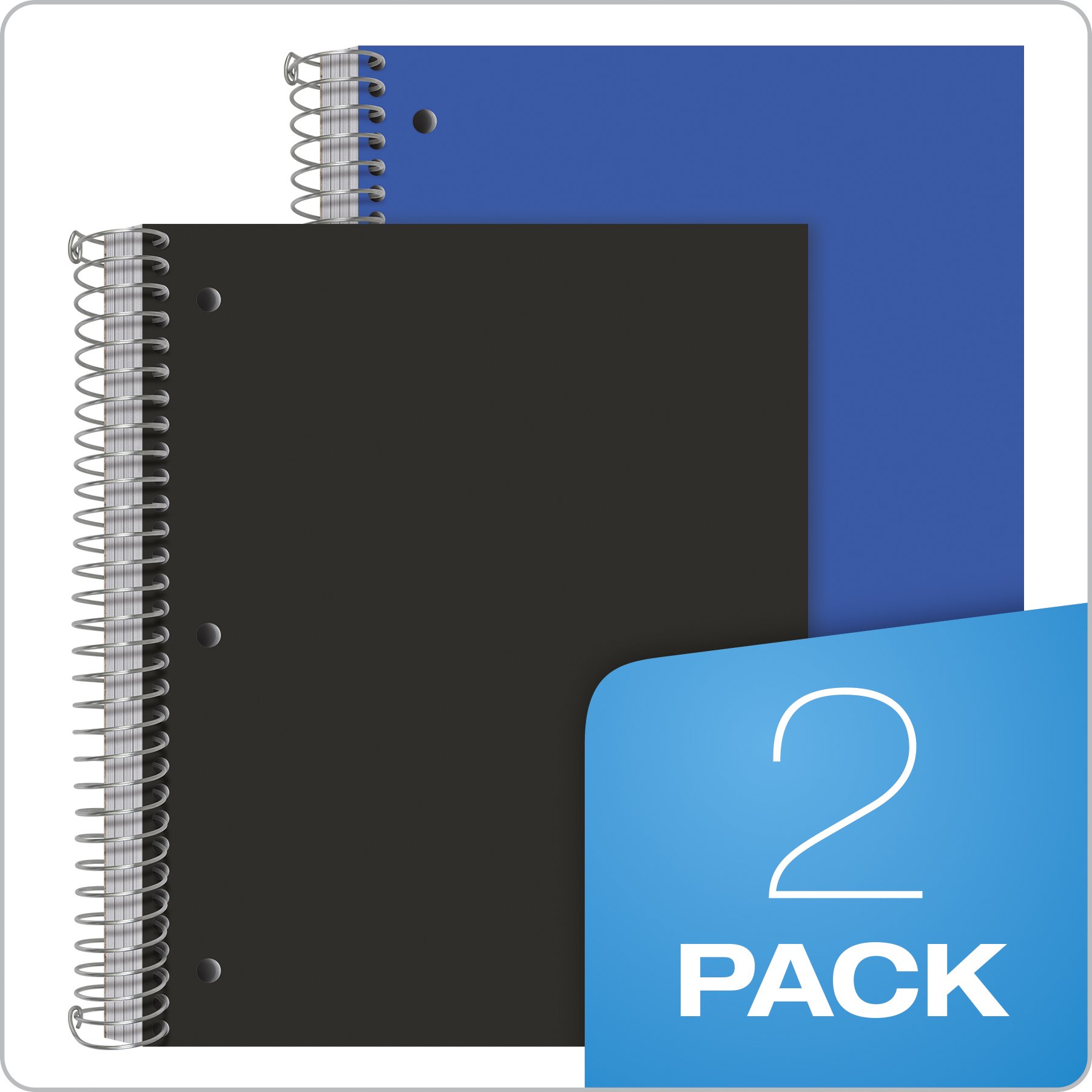 Oxford Spiral Notebooks, 5 Subject, College Ruled Paper, Durable Plastic Cover, 200 Sheets, 5 Divider Pockets, 2 per Pack (10388)