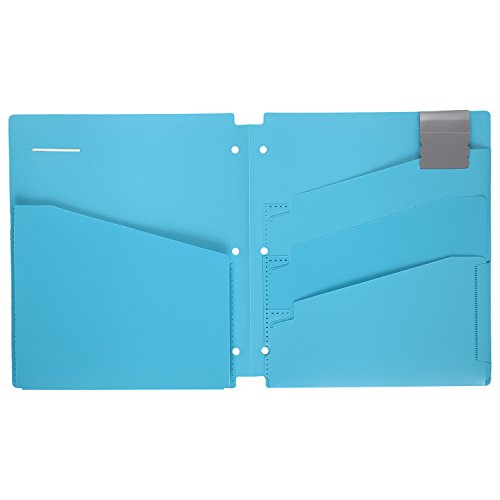 Five Star 4-Pocket Folders, Folders with Pockets, Fits 3 Ring Binder, Plastic, Teal, White, Purple, Lime, 4 Pack (73274)