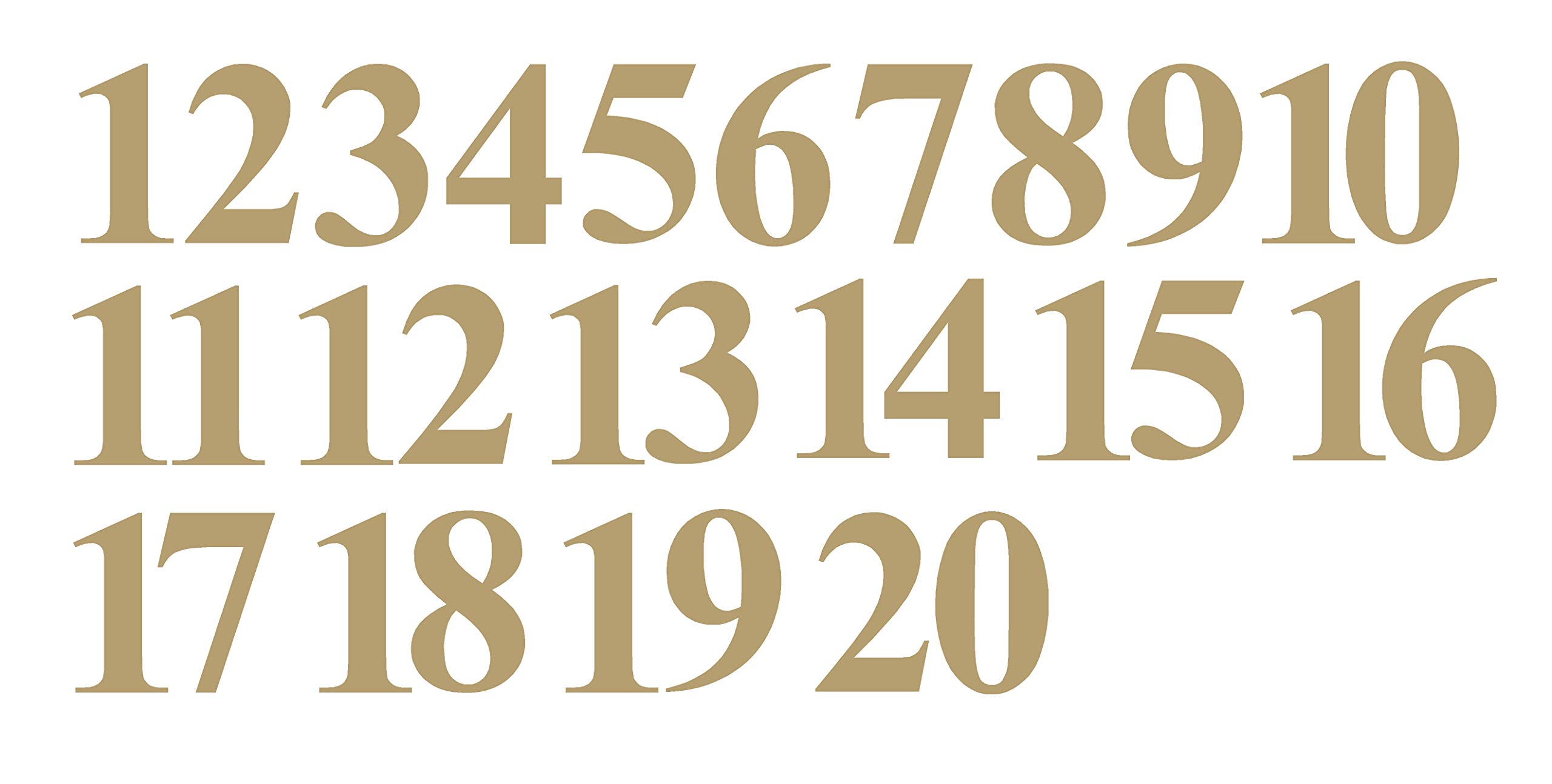 Five Star Graphics Gold Numbers 1-20 Stickers Vinyl Decals Choose Size from 1" to 8" (V650GoldTimes) (1")