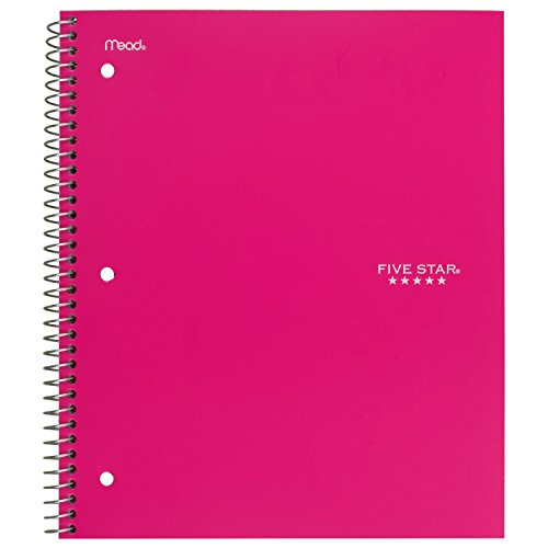 Five Star Spiral Notebooks, 3 Subject, Wide Ruled Paper, 150 Sheets, 10-1/2" x 8", Assorted Colors, 6 Pack (73449)