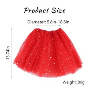 DRESBE Women's LED Skirt Light Up Star Tutus Glow Tulle Dance Skirts Party Rave Festival Christmas Halloween Clothes (Red)