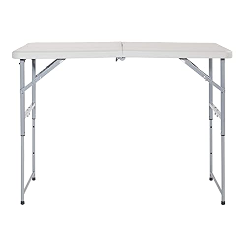 Office Star Resin Multipurpose Rectangle Table, 4-Feet Long, Height Adjustable, Center Folding Table, Light Gray