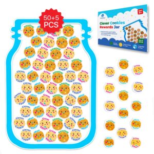 Simply magic 50+5 PCS Magnetic Clever Cookies Rewards Jar for Kids - Behavior Management Classroom Tools, Marble Jar Reward System for Classroom, Positive Behavior Reward Chart for Classroom