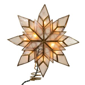 Kurt Adler 8.5-Inch Capiz Star Tree Topper with 10 Clear Lights and 1 Spare Bulb