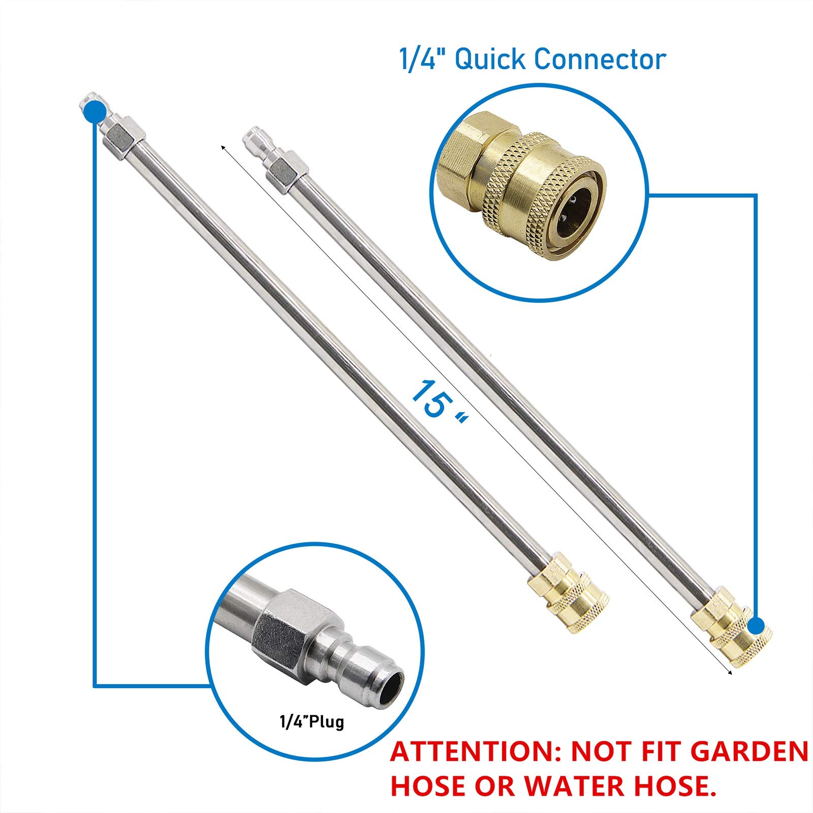 Twinkle Star 15" High Pressure Washer Surface Cleaner with 3 Wheels, Stainless Steel Housing & 1/4" Quick Connector, Power Washer Accessories; 2 Extension Wand, 2 Replacement Nozzles, 4000 PSI