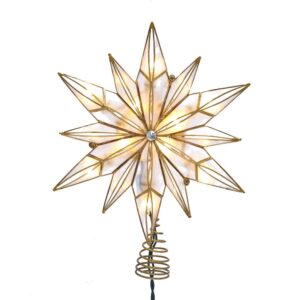 kurt s. adler kurt adler 10-light 12-point capiz star and center gem treetop, 10.24in, gold, white