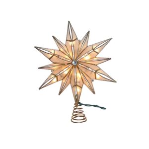 Kurt S. Adler Kurt Adler 10-Light 12-Point Capiz Star and Center Gem Treetop, 10.24in, gold, white