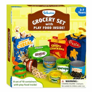 Skillmatics Pretend Play Grocery Set - 10 Containers, 100+ Play Food Items for Child's Play, Back-to-School Play Kitchen Accessories, Toy Kitchen, Fruits & Veggies, Gifts for Kids & Toddlers Ages 3-7