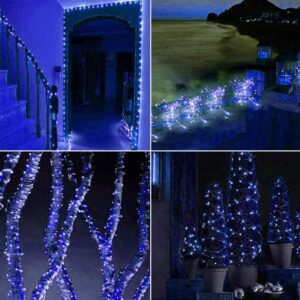 Twinkle Star 100 LED Silver Wire String Lights, 33ft Battery Operated Indoor Fairy String Lights, Holiday Decorative Wreath Christmas Tree Wedding Party Decoration (1 Pack, Blue)