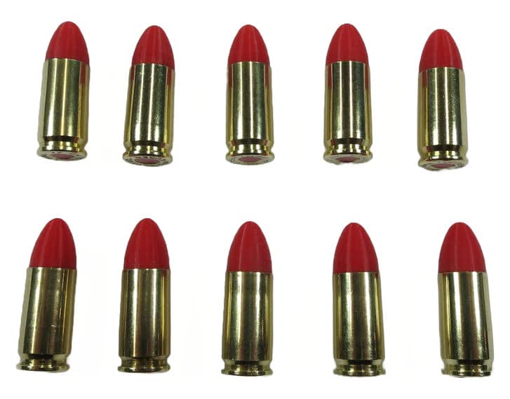 9mm Luger Snap caps - Dummy Training Rounds - Set of 10 (Red & Brass)