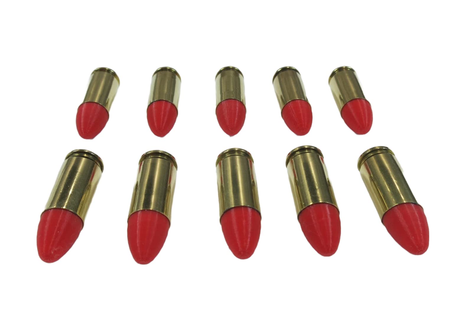 9mm Luger Snap caps - Dummy Training Rounds - Set of 10 (Red & Brass)