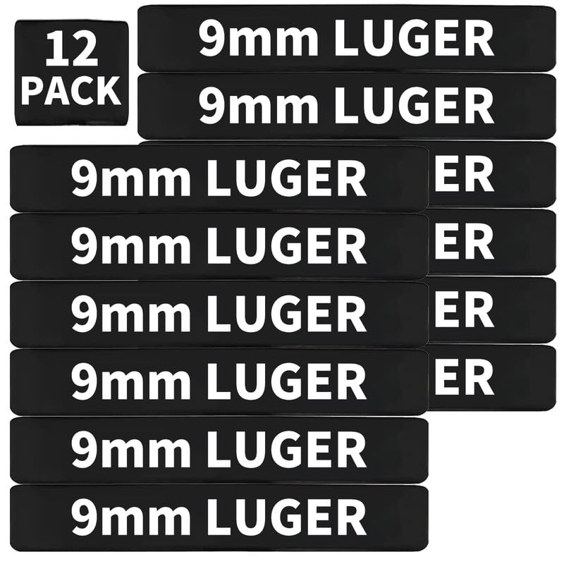 12 Pack Miaozhun 9mm Luger Magazine Marking Bands 9mm Luger Magazine Ammo Caliber Identification Bands (Black-White)