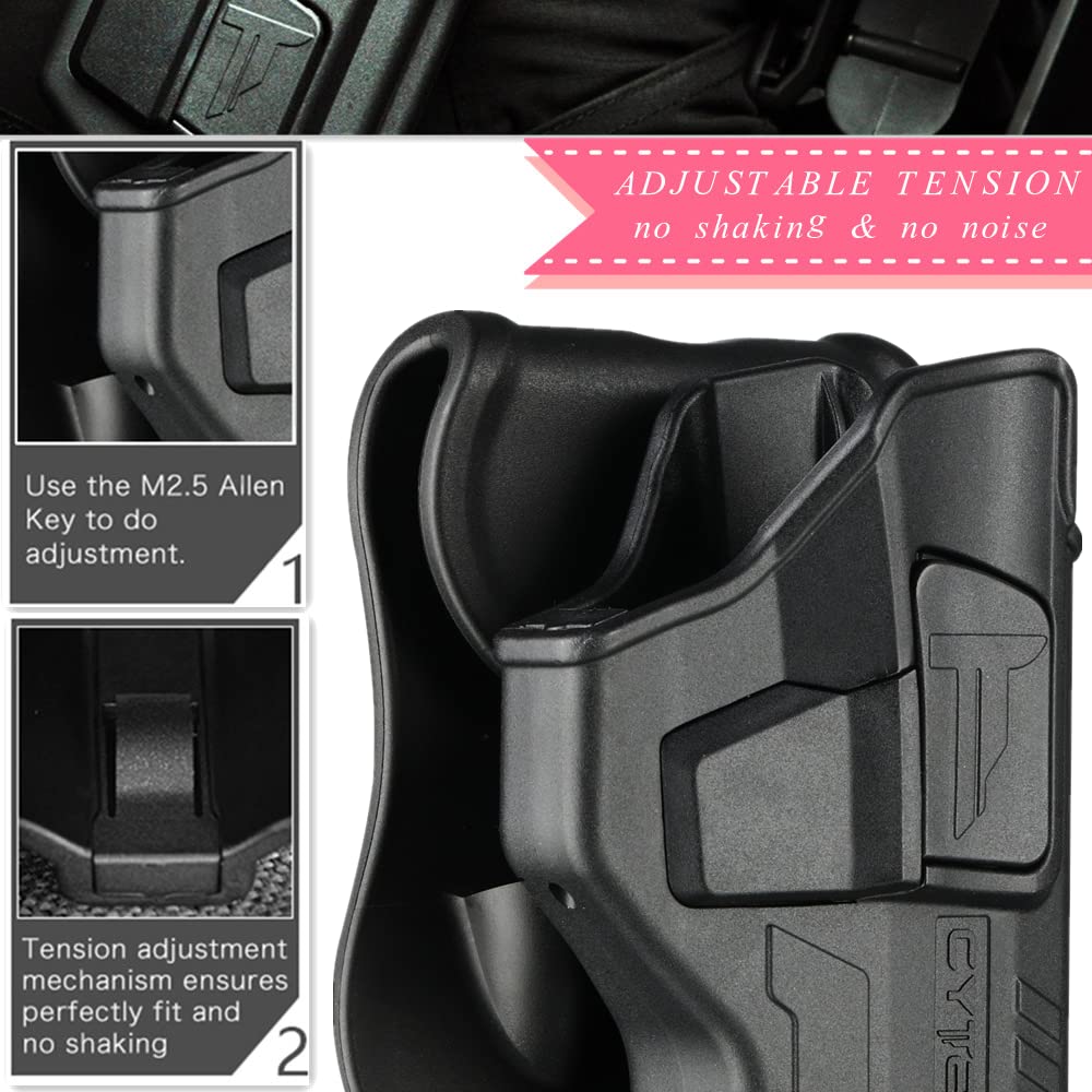 Taurus GX4 Holster, OWB Holster for Taurus GX4 9mm Luger Micro-Compact - Adjustable Tension & Cant | Index Finger Released | Autolock | Outside Waistband Carry | Matte Finish - Right Handed