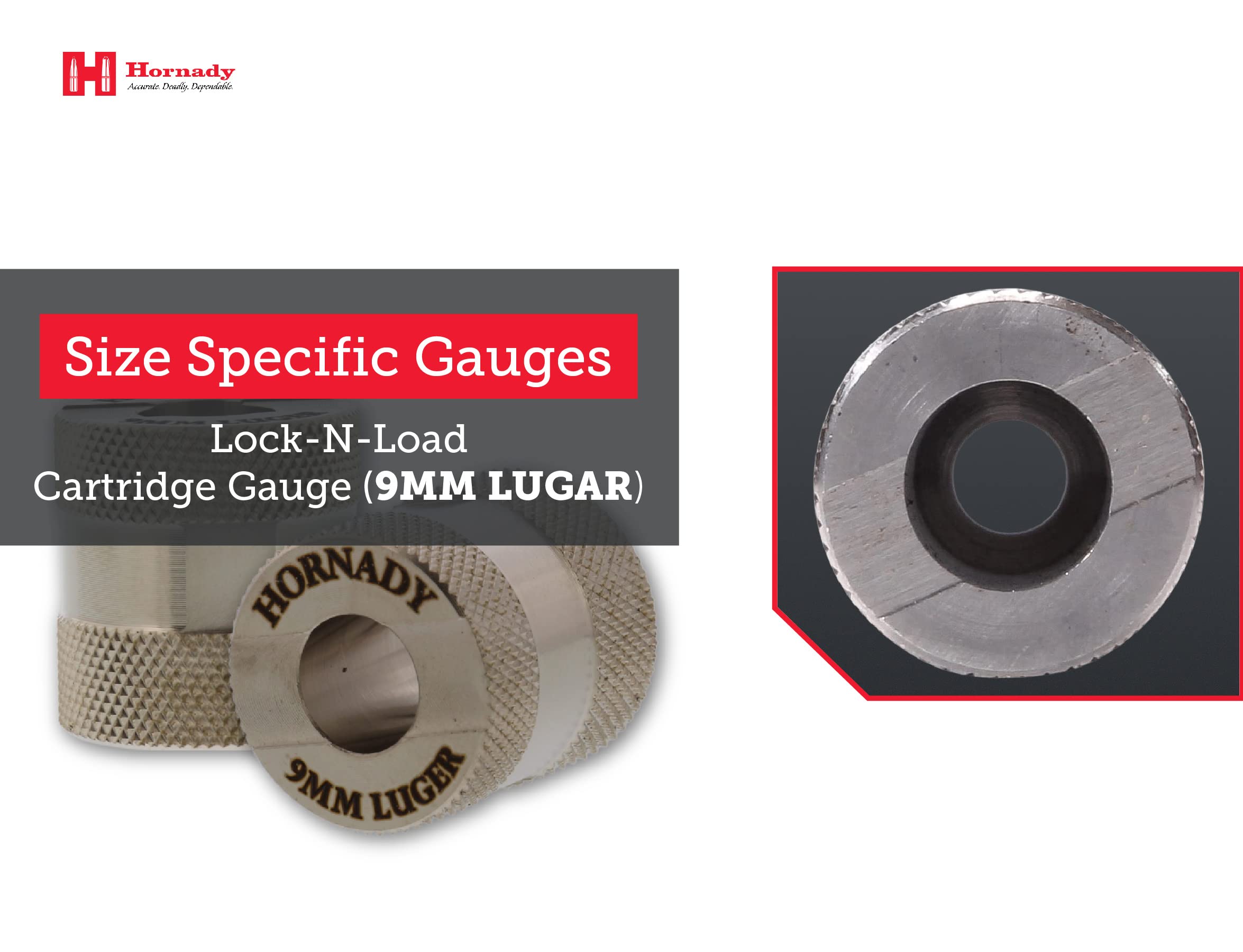 Hornady Lock-N-Load Cartridge Gauge 9MM Luger (.355), 380701 - Reloading Supplies to Help Check Cases & Ammo Specifications-Caliber Specific, Cylindrical Precision Steel Gauges Fit SAAMI Tolerances