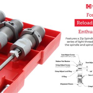 Hornady Custom Grade New Dimension 3-Die Set, 9mm Luger 9x21(.355) (546515) -Caliber Specific Reloading Equipment for Handloaders with Full Length Sizer Die, Seating Die, Sure-Loc Rings, & Storage Box