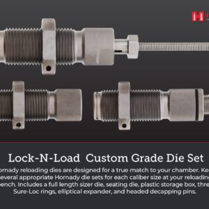 Hornady Custom Grade New Dimension 3-Die Set, 9mm Luger 9x21(.355) (546515) -Caliber Specific Reloading Equipment for Handloaders with Full Length Sizer Die, Seating Die, Sure-Loc Rings, & Storage Box