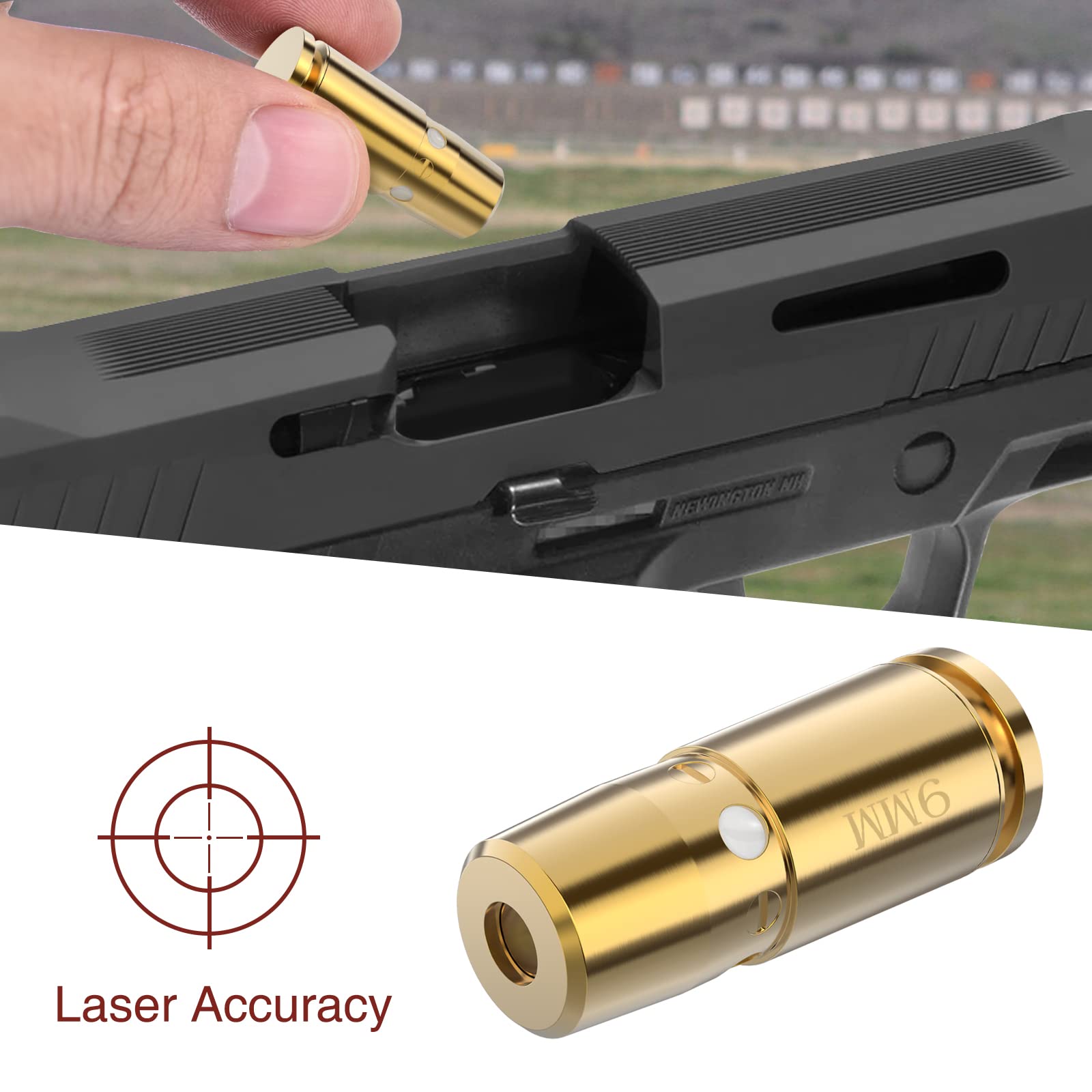 EZshoot Bore Sight 9mm Laser Boresighter with 3 Sets of Batteries