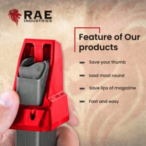 RAEIND Universal Magazine Speedloaders for Double Stack Magazines with Different Calibers Including 32 auto, 9mm, 22TCM.357 SIG.380 ACP, 40 S&W speedloader, USA Made (Ruby)