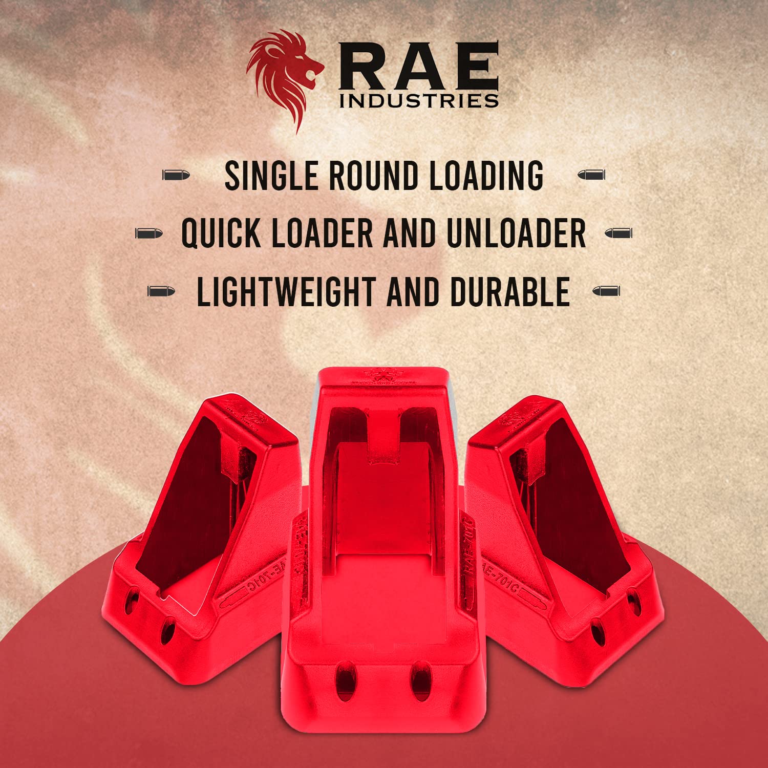 RAEIND Universal Magazine Speedloaders for Double Stack Magazines with Different Calibers Including 32 auto, 9mm, 22TCM.357 SIG.380 ACP, 40 S&W speedloader, USA Made (Ruby)