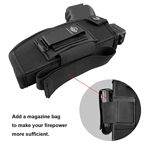 Gun Holsters For Pistol 9mm IWB/OWB Fit: Glock 19 17 43x- Taurus G3C G2C- Sig Sauer - S&W M&P Shield 9mm - Ruger - Colt 1911 - Springfield ... For 3.1'' - 4.7'' Barrel Pistol with Mag Pouch Right/Left