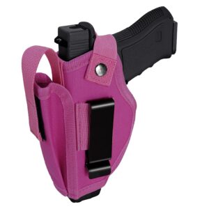 lgtfy universal concealed carry gun holsters right left hand with mag pouch for men women, iwb/owb 380 9mm holsters for pistols, fits s&w m&p shield glock, similar handguns (pink)