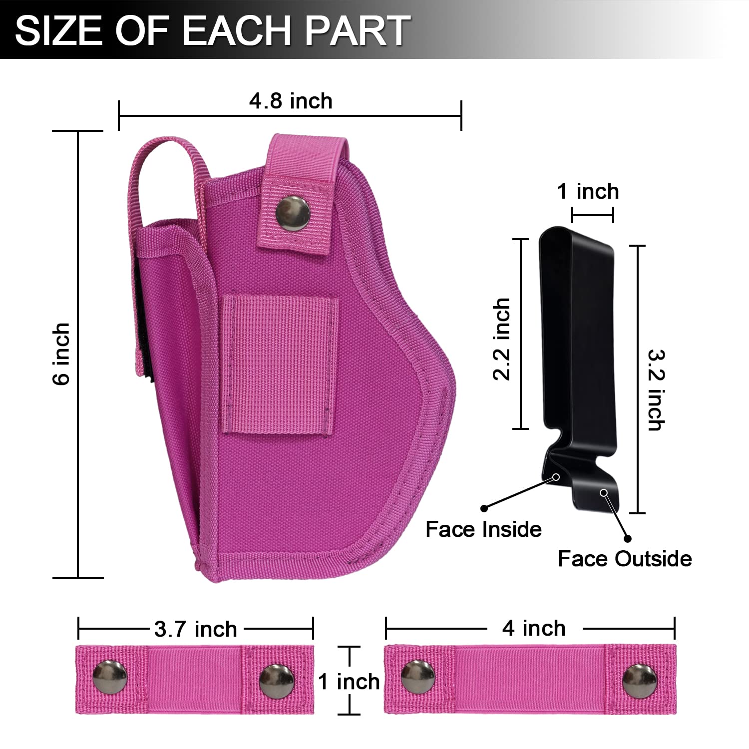 LGTFY Universal Concealed Carry Gun Holsters Right Left Hand with Mag Pouch for Men Women, IWB/OWB 380 9mm Holsters for Pistols, Fits S&W M&P Shield Glock, Similar Handguns (Pink)