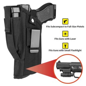 GVN Universal Right or Left Gun Laser Holster with Mag Holster Pouch for Smith&Wesson M&P 9mm.40 Holster G17,19,22,26,27,32,33,38,39,43/Beretta Storm Px4/Sig Sauer/Ruger(with Laser)