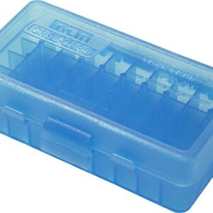 MTM 380/9MM Cal 50 Round Flip-Top Ammo Box, Clear Blue