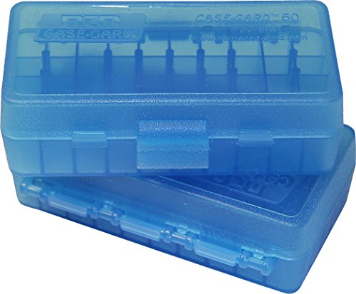 MTM 380/9MM Cal 50 Round Flip-Top Ammo Box, Clear Blue