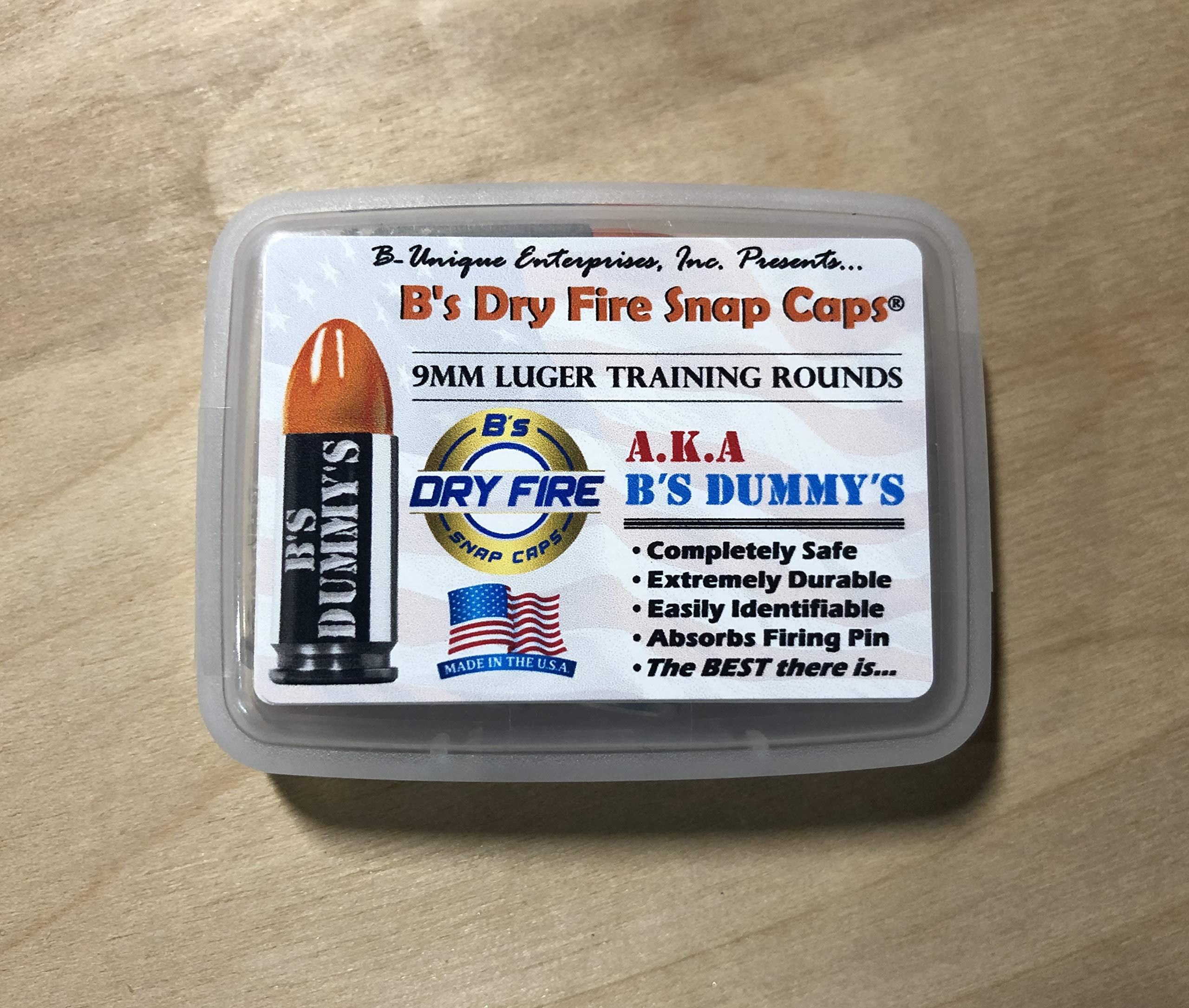 B's Dry Fire Snap Caps - A.K.A. B's Dummy's - Dummy 9mm Luger Training Caps (5 Pack) (Orange Nickel)