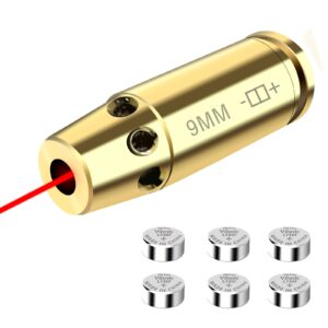 BemerforS Red Dot Bore Sight 9mm Laser Boresighter with 3 Sets of Batteries