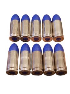 all american training rounds 9mm 124gr dummy training snap caps (nickel and blue - set of 10)