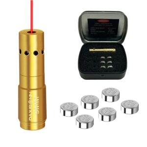 daxisonn laser bore sight 9mm bore sighter red laser boresighter bore site tool for fast zeroing with two sets of batteries (3 batteries/set)