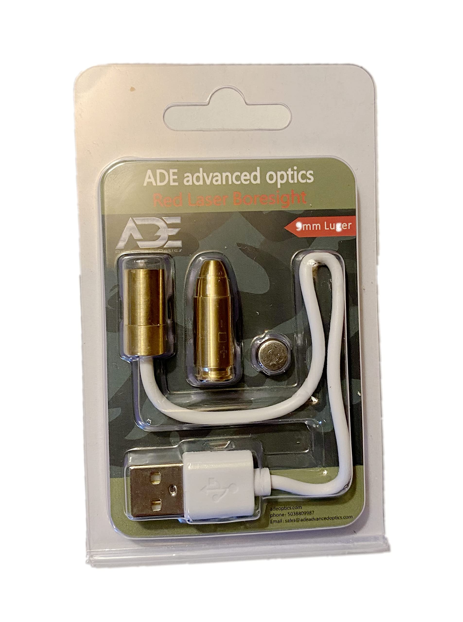 Ade Advanced Optics RED Laser 9MM RECHARGEABLE Bore Sight Boresighter Laser Boresight for 9mm handgun pistol