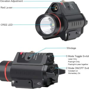 Feyachi LF-38 Red Laser Flashlight Combo 500 Lumen Tactical Light with Picatinny Rail Mount