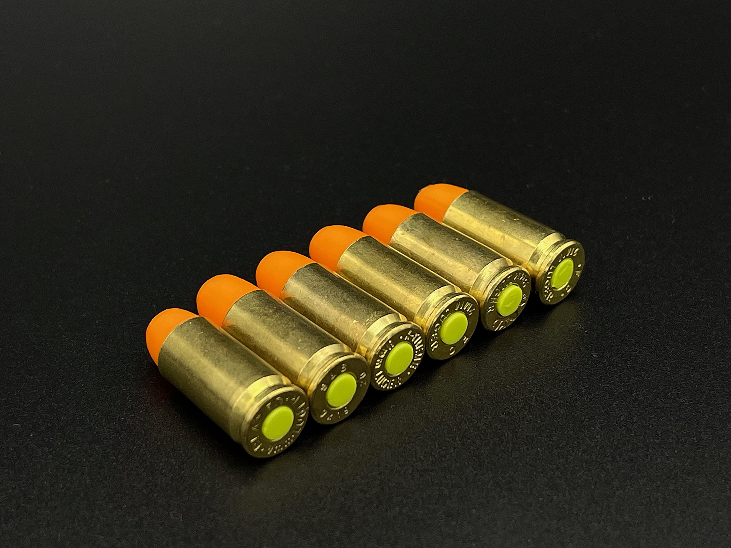 TechStudio3D Premium Brass 9mm Dummy Rounds, Snap Caps - Firearms Dry Fire Ammo for Training - Made in USA (10 Pack) Orange