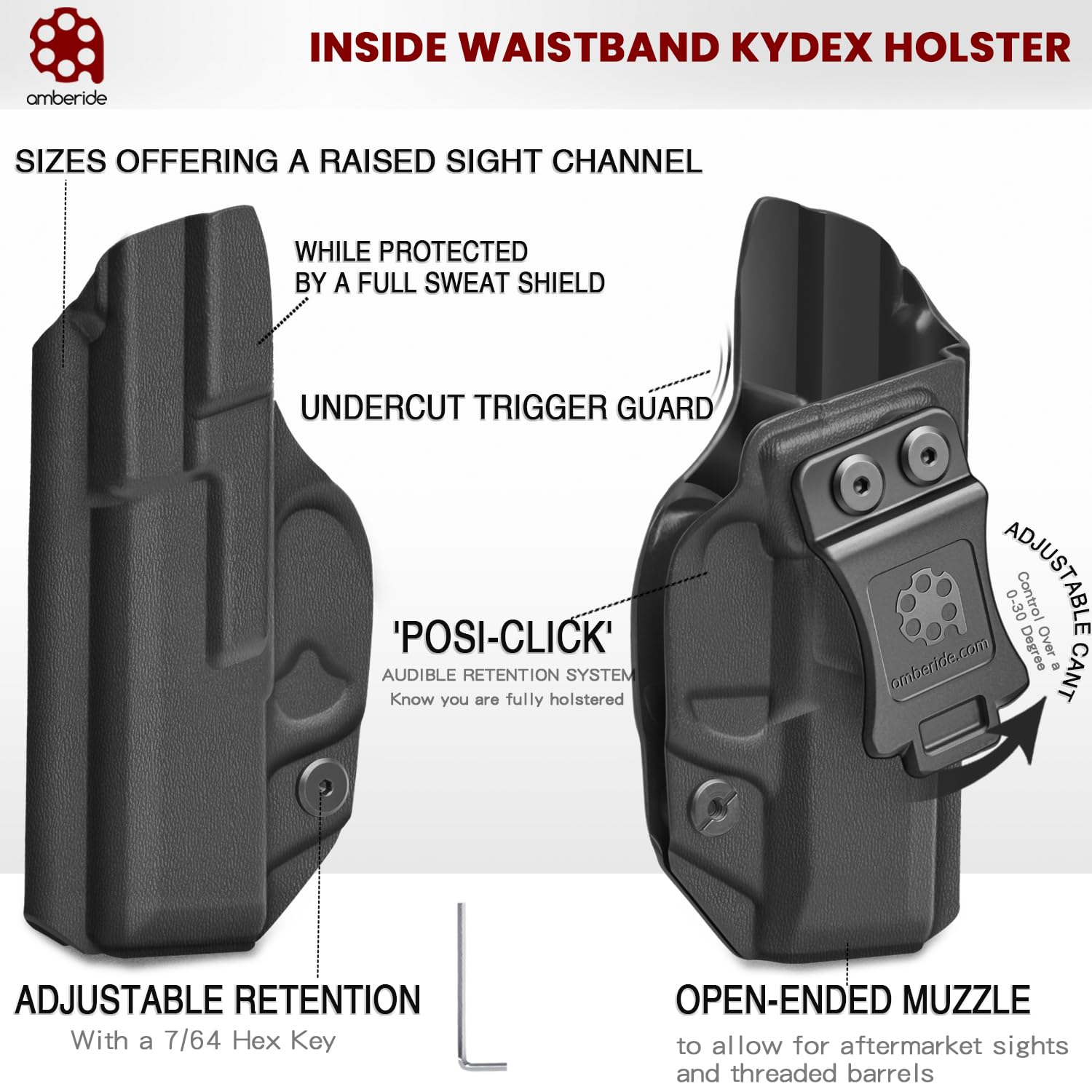 Amberide IWB KYDEX Holster Fit Springfield XD MOD.2-3" Sub-Compact 9MM/.40 Pistol, Inside Waistband Concealed Carry Holster, Adjustable Cant & 'Posi-Click' Retention, USA Made by Amberide