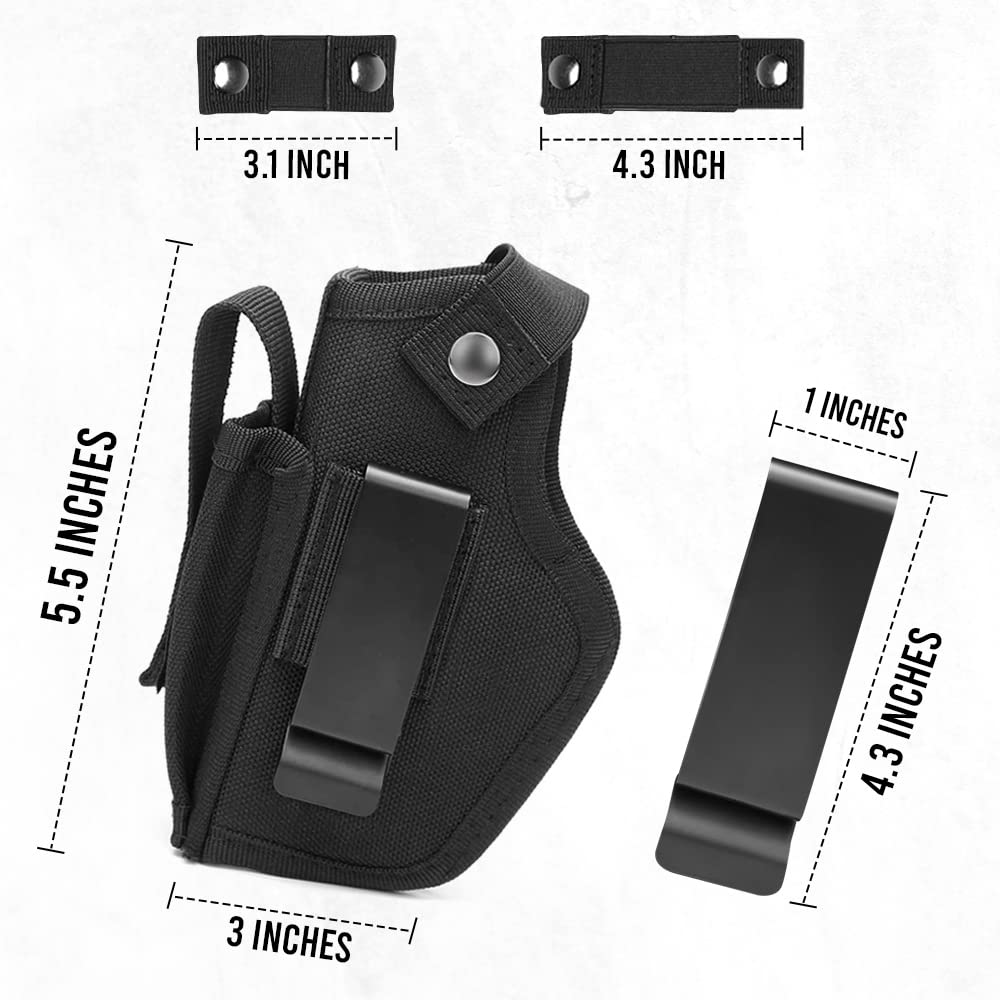 High Tactical Gun Holster for Men and Women IWB/OWB + Mag, Subcompact, Compact, Full Size Gun Right/Left Hand Glock 17 Holster, Glock 19 Holster, Glock 19 Accessories, Gun Holsters for Pistols 9mm